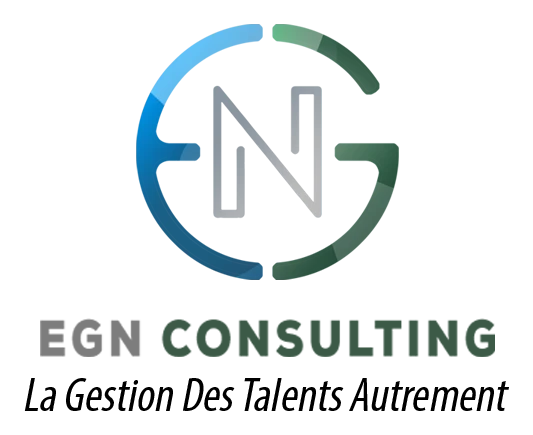 EGN Consulting logo: a ring split into a blue E and a green G around a silver N, above the words EGN Consulting and La Gestion Des Talents Autrement.